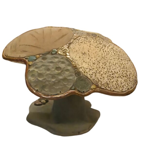 Mushroom Sculpture OOAK Pottery Folk Art Large Boho Fairy Garden Home Decor - Picture 12 of 16